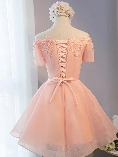 Pink Off Shoulder Short Homecoming Dress, Lovely Party Dress For Sale gh448 Tunics Luxurious premium Pink Off Shoulder Short Homecoming Dress, Lovely Party Dress For Sale gh448 Tunics Luxurious premium