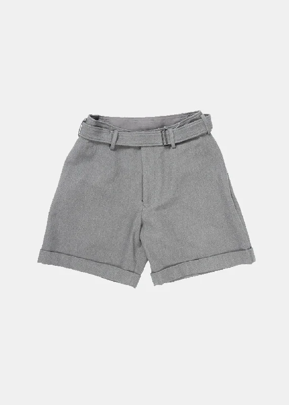 Grey Belted Short Pants Formal Dress Pants