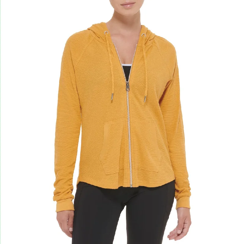Calvin Klein Performance Womens Ruched Full Zip Hoodie. Hoodie with Hem Drawcord Adjustable Customizable Calvin Klein Performance Womens Ruched Full Zip Hoodie. Hoodie with Hem Drawcord Adjustable Customizable