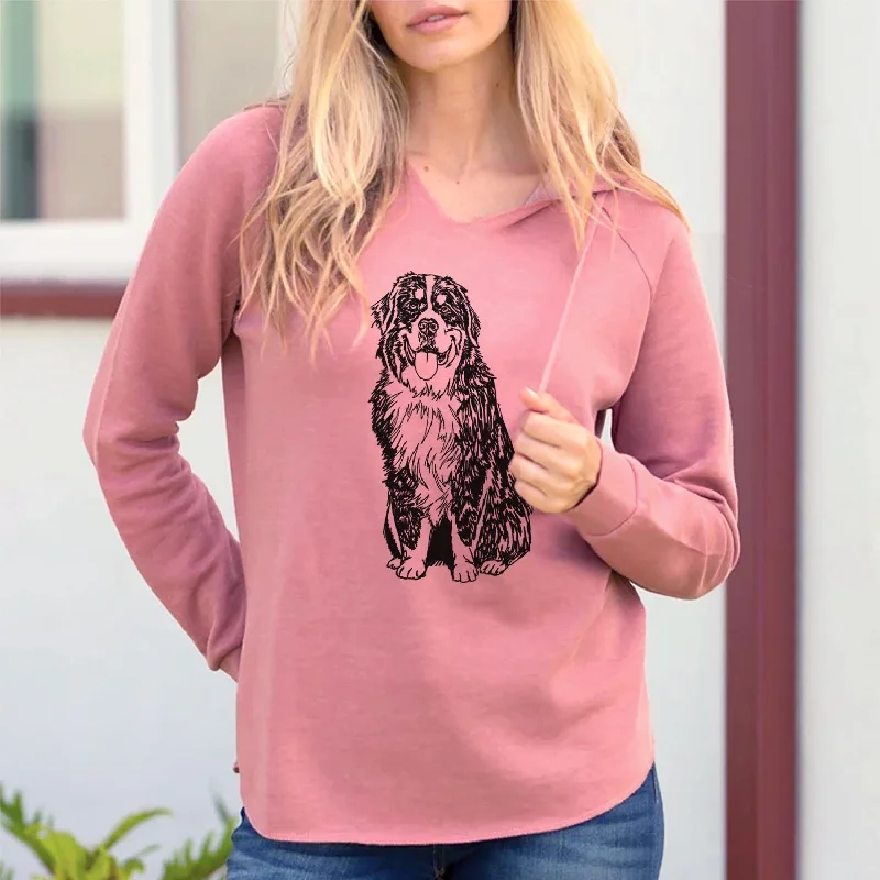Doodled Bernese Mountain Dog - Cali Wave Hooded Sweatshirt. Hoodie with Rolled Sleeves Casual Relaxed Doodled Bernese Mountain Dog - Cali Wave Hooded Sweatshirt. Hoodie with Rolled Sleeves Casual Relaxed