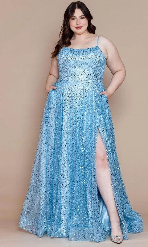 Poly USA W1142 - Pearl Ornate Plus Prom Dress Crew Neckline Casual