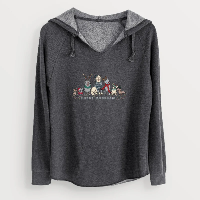 Merry Woofmas - Cali Wave Hooded Sweatshirt. Hoodie with High Neck Warm Protective