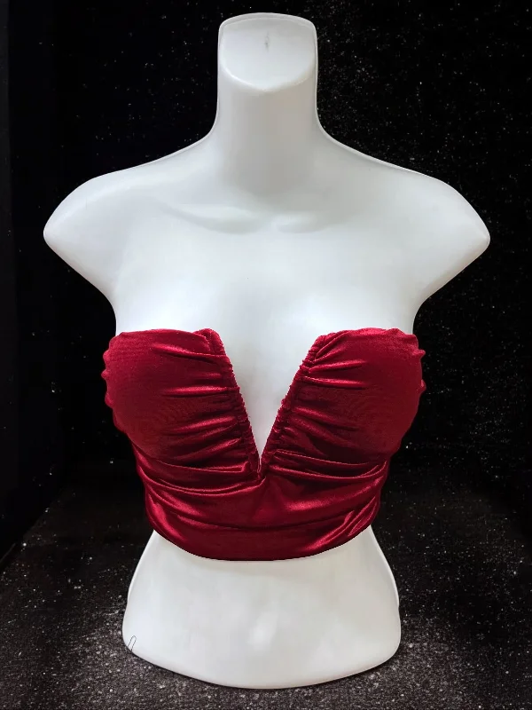 Velvet V-Wire Crop Top Bozzolo 13968 Beaded Sequined Faux Fur
