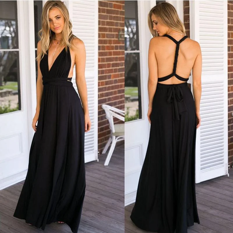 Sexy Black Cross Back Evening Party Dresses sweetheart Neckline Romantic