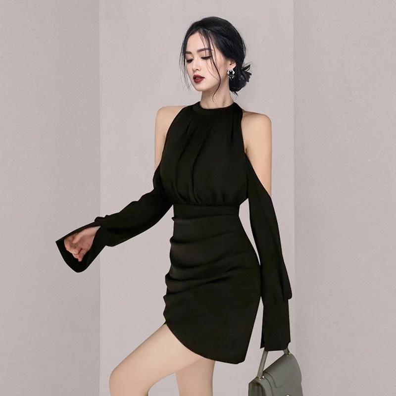 Sexy Off The Shoulder Mini Women Party Dresses Crew Neckline Casual