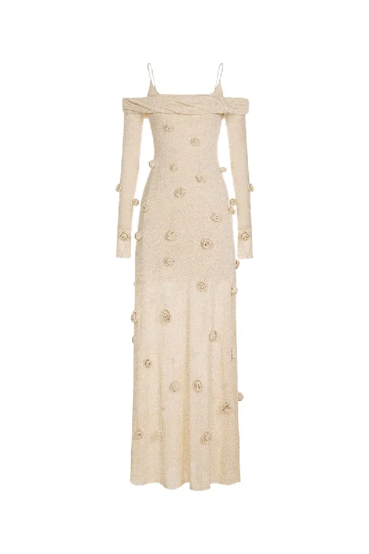 BEIGE OFF-SHOULDER FLORAL DRESS Tunics Occasion special