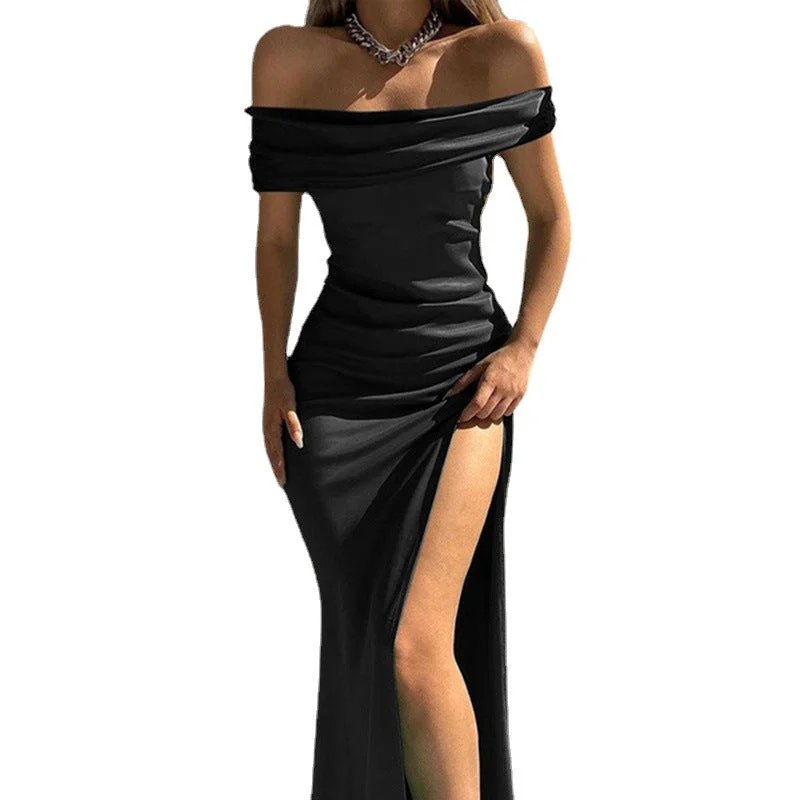 Sexy Off The Shoulder Evening Party Dresses Tunics Plaid country