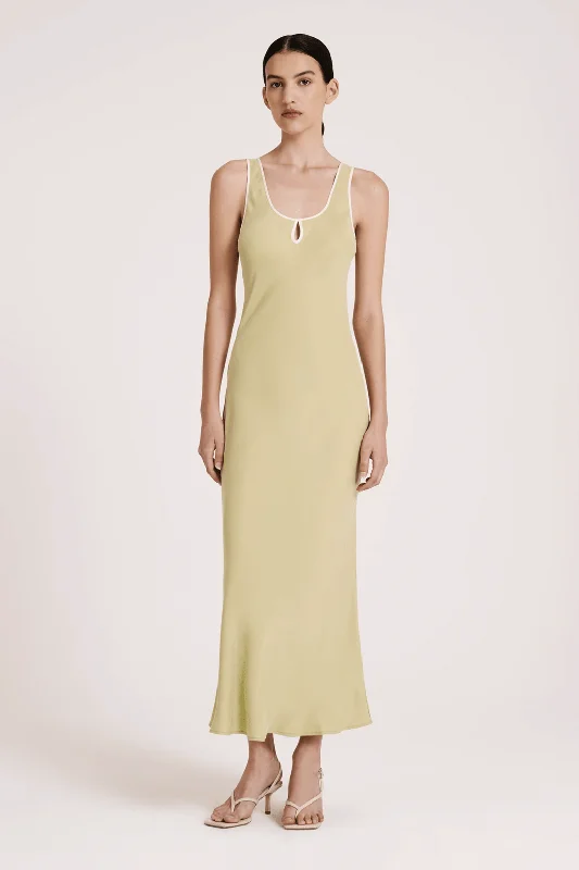 NUDE LUCY ENNI CUPRO SLIP DRESS - LIME Tunics Essential wardrobe