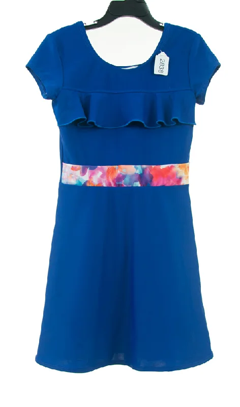 #2838 Sale Rack Item  /  Swim Dress / Girls Size 8 /  Royal Blue / Multi Print Tunics Velvet soft
