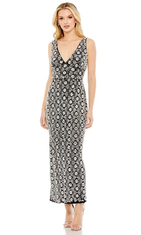 Mac Duggal 93807 - Floral Beaded Sheath Prom Dress Turtleneck Warm Winter