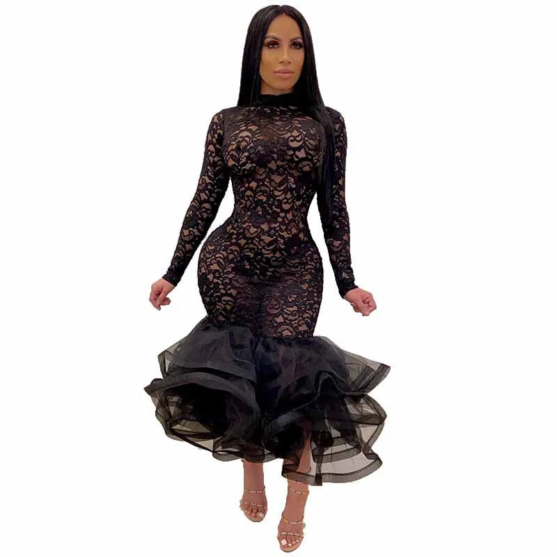 Sexy Lace Hollow Out Night Party Dresses Tunics Handmade artisanal