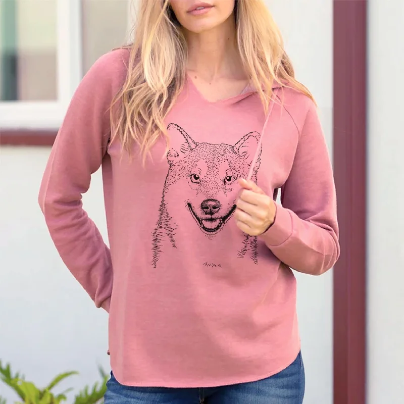 Mitsu the Shiba Inu - Cali Wave Hooded Sweatshirt. Hoodie with Batwing Sleeves Loose Dramatic Mitsu the Shiba Inu - Cali Wave Hooded Sweatshirt. Hoodie with Batwing Sleeves Loose Dramatic