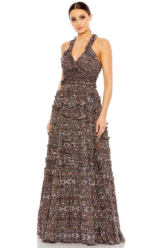 Mac Duggal 8023 - Floral Print A-Line Evening Dress Tunics Mesh breathable