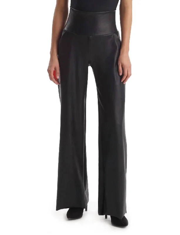 Faux Leather Wide Leg Pant In Black Modern Bootcut Pants