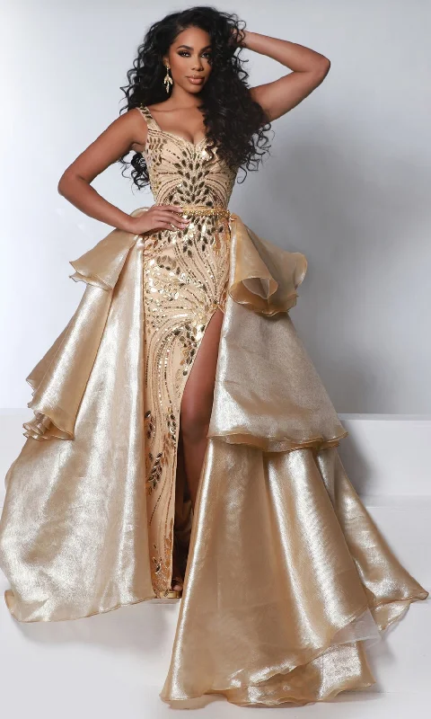 Johnathan Kayne 2935 - Sleeveless Leaf Beaded Evening Dress Tunics Sale discount