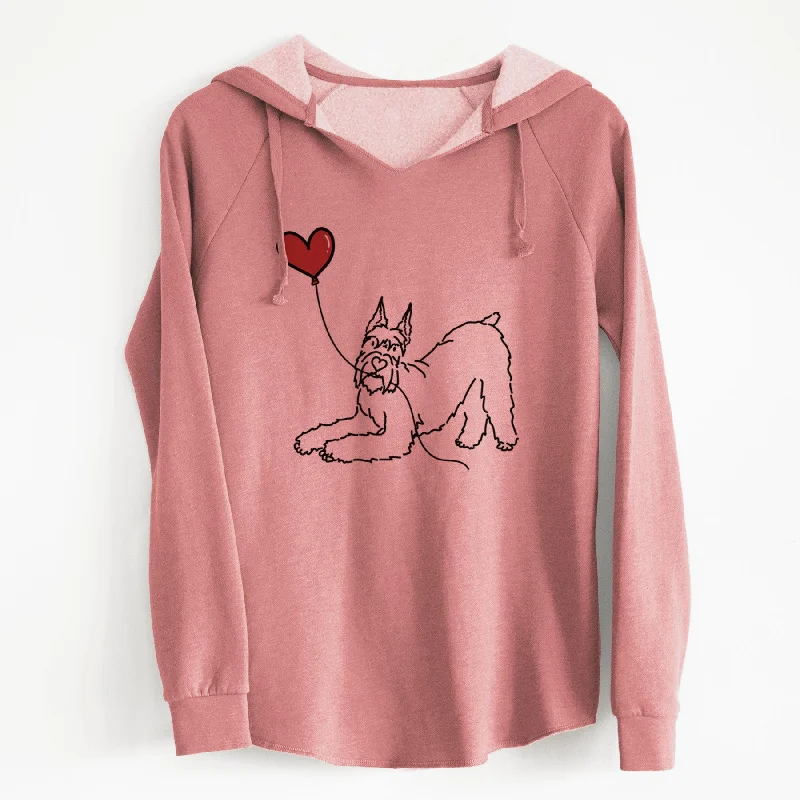 Docked Giant Schnauzer Heart String - Cali Wave Hooded Sweatshirt. Hoodie with Button Placket Classic Preppy Docked Giant Schnauzer Heart String - Cali Wave Hooded Sweatshirt. Hoodie with Button Placket Classic Preppy