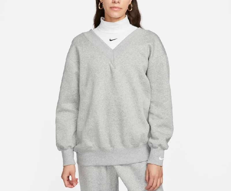 Nike Womens Phoenix Fleece Oversized Crewneck Sweatshirt. Hoodie with Mock Neck Collared Structured Nike Womens Phoenix Fleece Oversized Crewneck Sweatshirt. Hoodie with Mock Neck Collared Structured