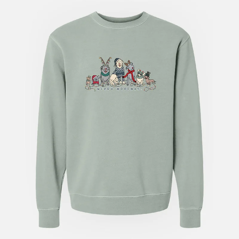 Merry Woofmas - Unisex Pigment Dyed Crew Sweatshirt. Hoodie with Button Classic Timeless Merry Woofmas - Unisex Pigment Dyed Crew Sweatshirt. Hoodie with Button Classic Timeless