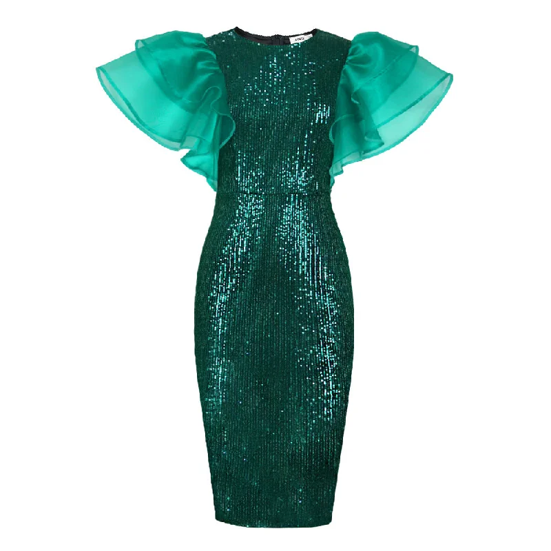 Sexy See Through Green Evening Party Dresses Square Neckline Feminine