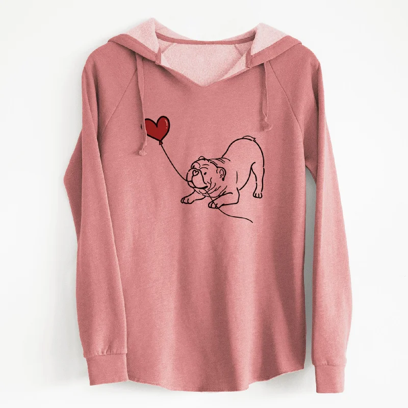 Bulldog Heart String - Cali Wave Hooded Sweatshirt. Hoodie with Batwing Sleeves Loose Dramatic Bulldog Heart String - Cali Wave Hooded Sweatshirt. Hoodie with Batwing Sleeves Loose Dramatic