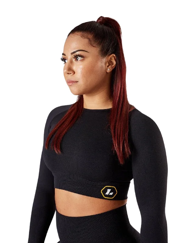 Aspire Long Sleeve Crop top Lace Blend Ribbed Blend Corduroy Blend