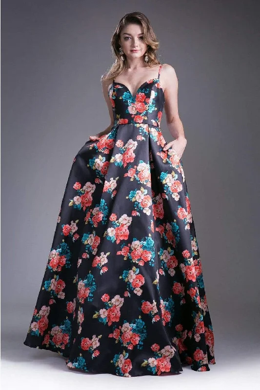 Ladivine 13103 - Pleated Sweetheart Floral Evening Dress Tunics Practical durable