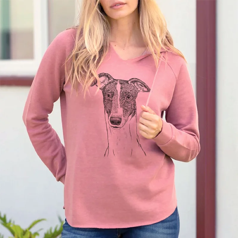 Vyncent the Greyhound - Cali Wave Hooded Sweatshirt. Hoodie with Raw Hem Edgy Unfinished Vyncent the Greyhound - Cali Wave Hooded Sweatshirt. Hoodie with Raw Hem Edgy Unfinished