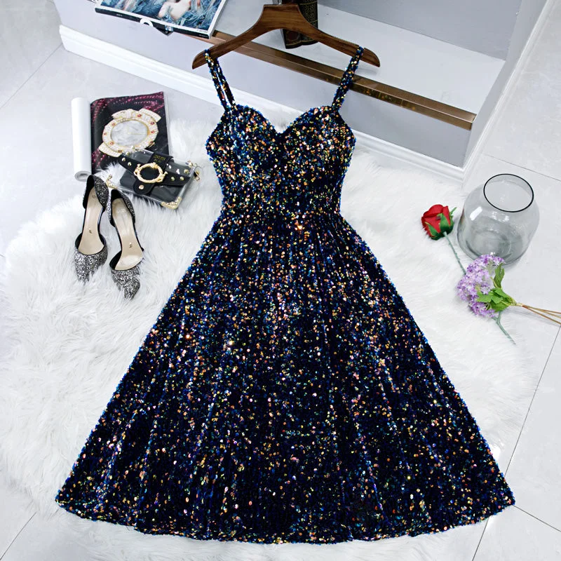 Sparkling sequins short prom dress party dress  8207 Tunics Wedding white