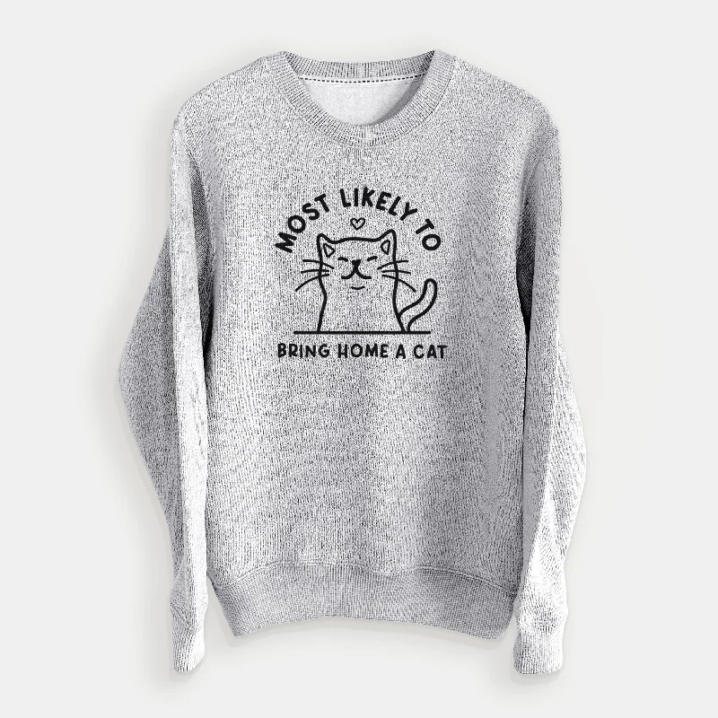 Most Likely to Bring Home a Cat - Knit Sweatshirt. Hoodie with Typography Text Message Most Likely to Bring Home a Cat - Knit Sweatshirt. Hoodie with Typography Text Message