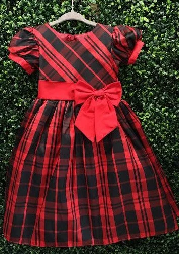 Swea Pea and Lilli -Red & Black Plaid  Taffeta Holiday Dress-C532 Tunics Designer luxury