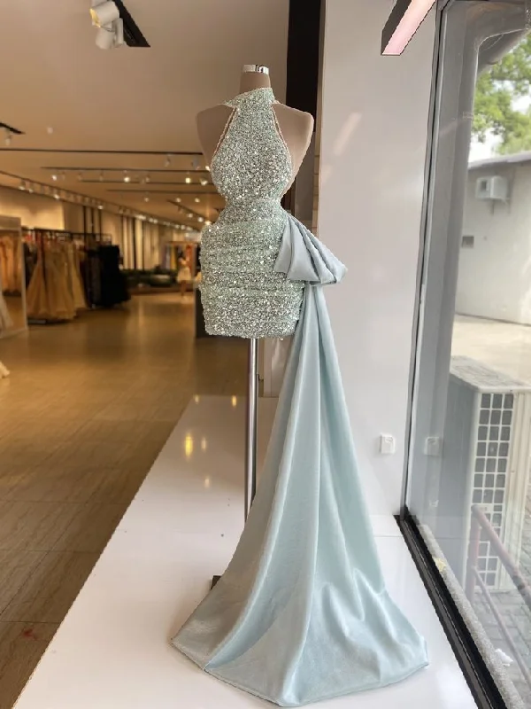 Green Fashion Shiny Sequin Long Short Prom Dress Evening Dress Party Dress gh3087 Tunics Solid Classic Green Fashion Shiny Sequin Long Short Prom Dress Evening Dress Party Dress gh3087 Tunics Solid Classic