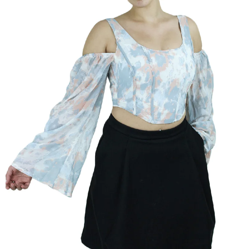 Women's Marble Crop Top,Multi Chenille Fabric Brocade Fabric Lace Fabric