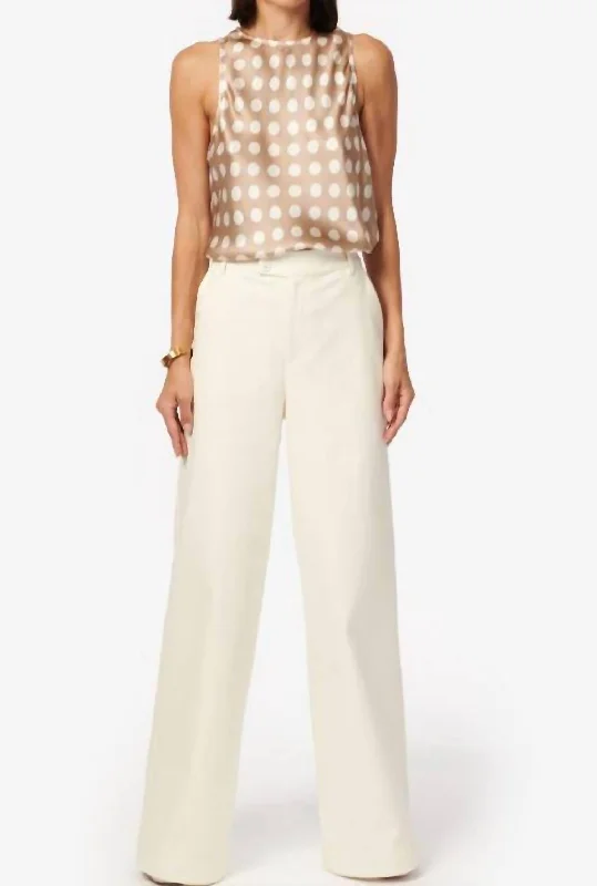 Anais Denim Pant In White Fashionable Button-Up Pants