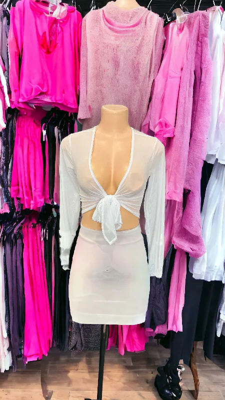 bad and boujee  sheer crop tops Ribbed Crop Top High Neck Heavyweight