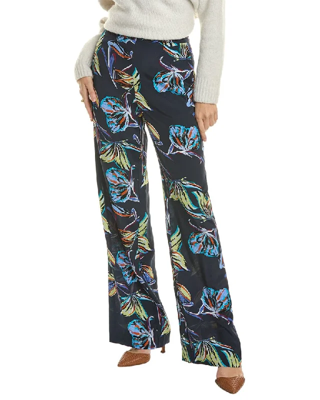 Diane von Furstenberg Federica Silk-Blend Pant Comfortable Denim Trousers