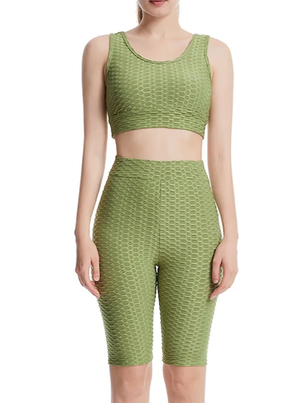 Women Yoga Crop Top Sets Sport Tracksuits Workout Outfits Wool Fabric Cashmere Fabric Tweed Fabric