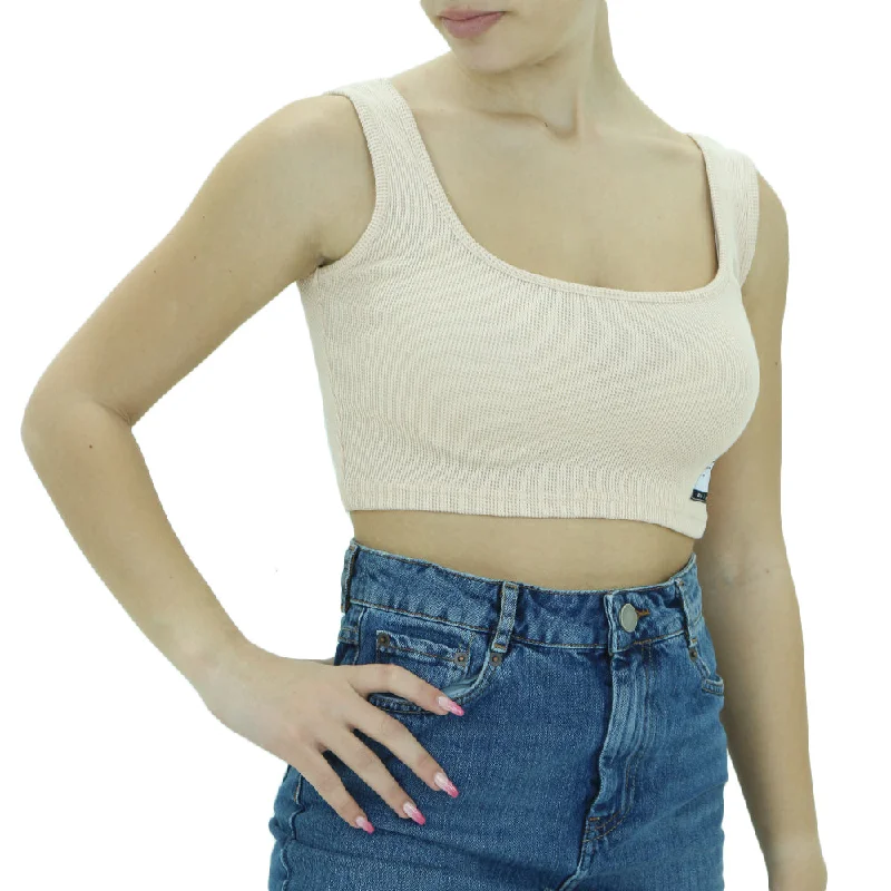 Women's Knitted Plain Crop Top,Light Pink Knit Fabric Woven Fabric Fleece Fabric