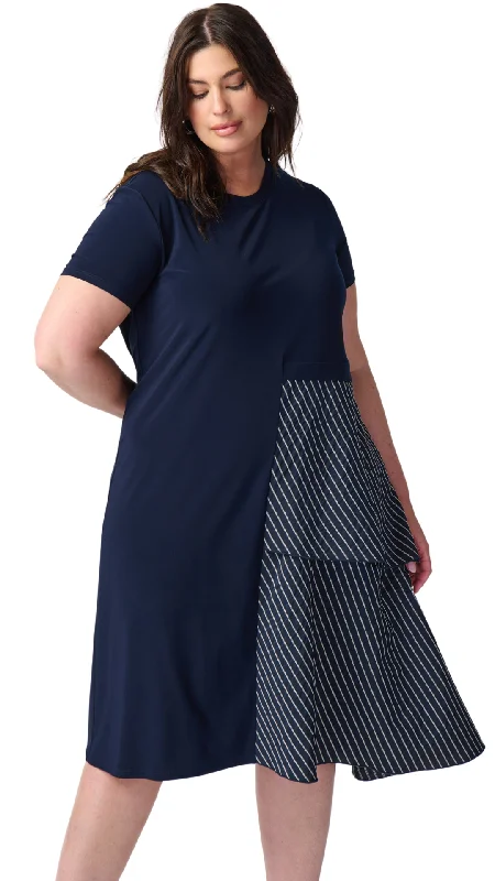 Silky Knit and Memory Asymmetrical Hem Dress. Style JR241076 Tunics Office stylish