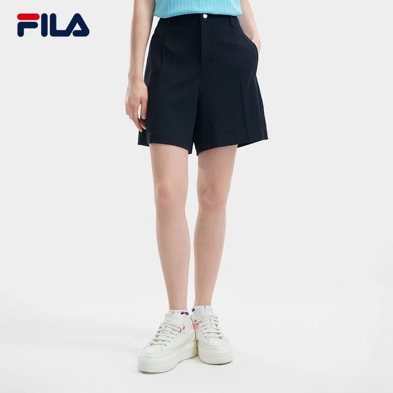 FILA CORE CROSS OVER MODERN HERITAGE Women Knit Short Pants in Navy Chic Black Leggings