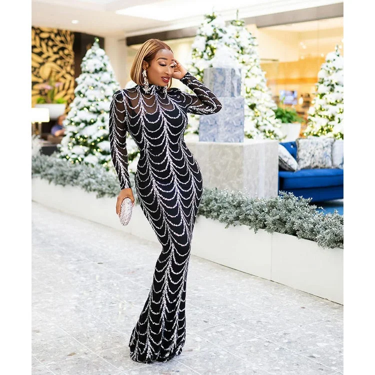 Sexy Long Sleeves Elastic Mermaid Black Party Dresses Tunics Timeless classic