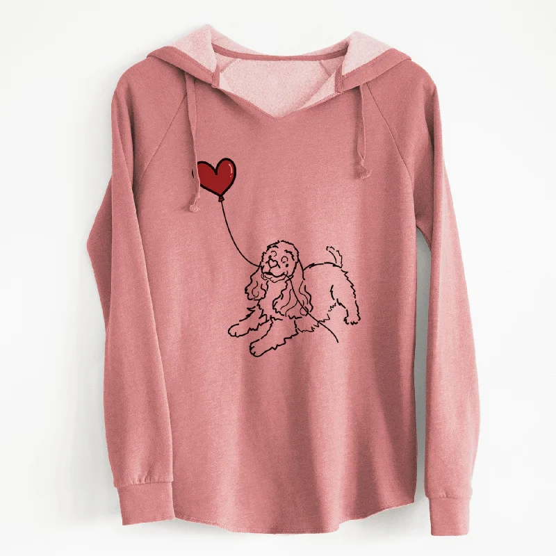 Cocker Spaniel Heart String - Cali Wave Hooded Sweatshirt. Hoodie with Lining Warm Insulated