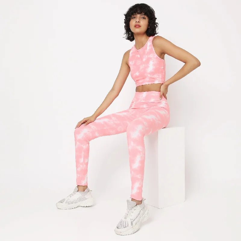 Slim Fit Tie - Dye Crop Top Layered Multi-layer Single Layer