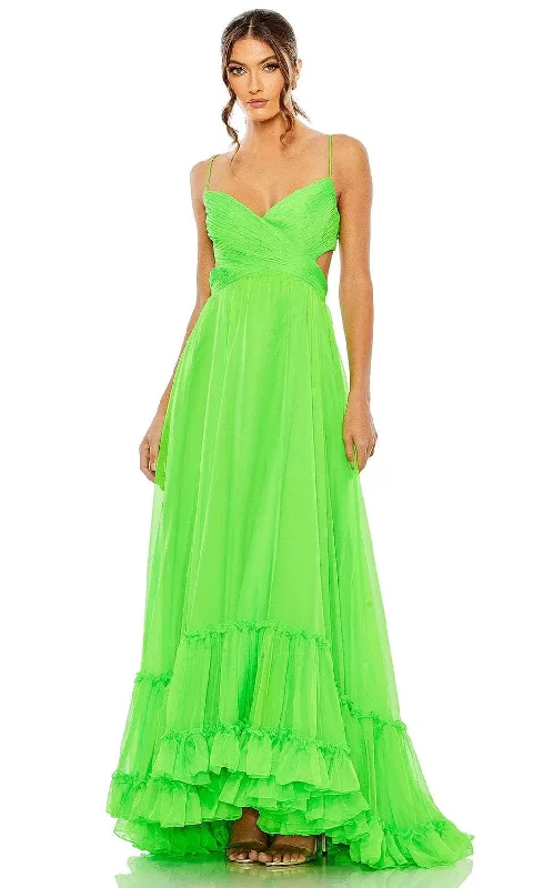 Mac Duggal 68477 - V-Neck Pleated Detailed Prom Dress Turtleneck Neckline Stylish