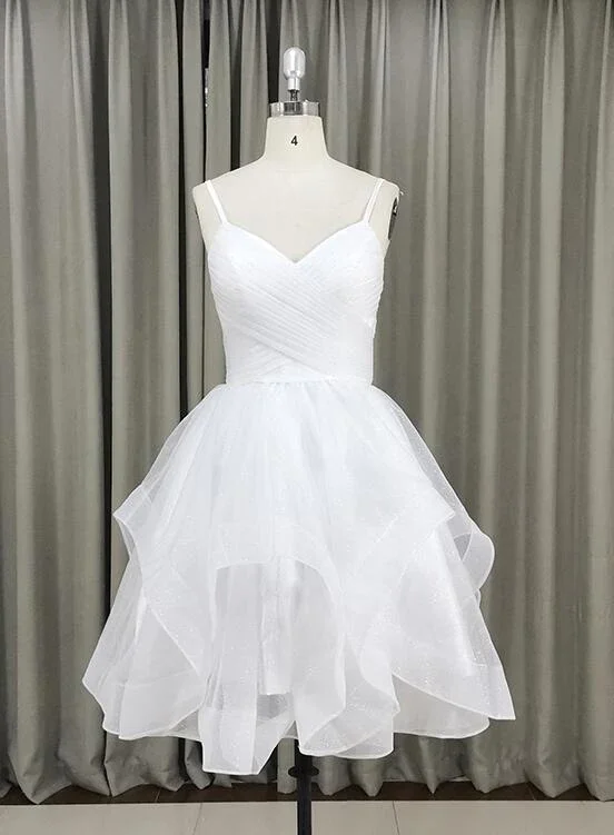 Lovely White Tulle V-Neckline Short Party Dress,Homecoming Dressgh328 Tunics Stylish elegant Lovely White Tulle V-Neckline Short Party Dress,Homecoming Dressgh328 Tunics Stylish elegant