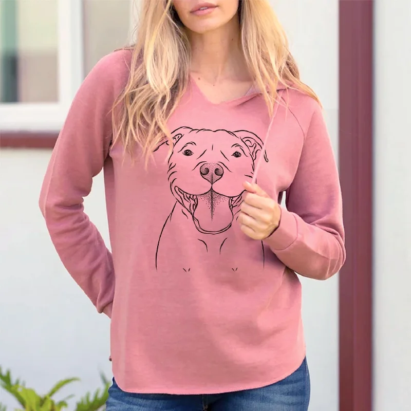 Wafer the Staffordshire Bull Terrier - Cali Wave Hooded Sweatshirt. Hoodie with Hem Frayed Vintage Worn Wafer the Staffordshire Bull Terrier - Cali Wave Hooded Sweatshirt. Hoodie with Hem Frayed Vintage Worn