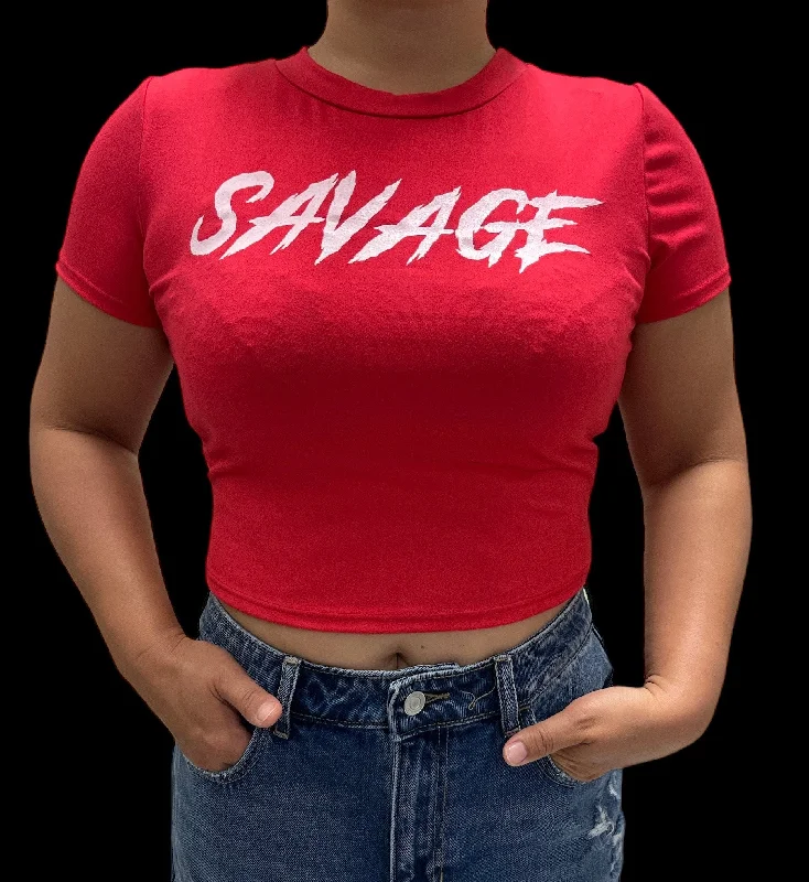 Savage Crop Top ( FINAL SALE ) Mesh Blend Leather Blend Suede Blend