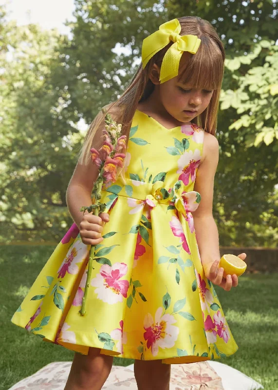 Abel & Lula Girls’ Floral Mikado Print Dress 5057 Tunics Running lightweight