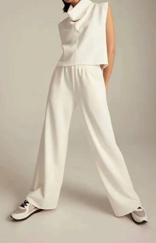 Tessa Wide Leg Pant In Cream Soft Cotton Pants
