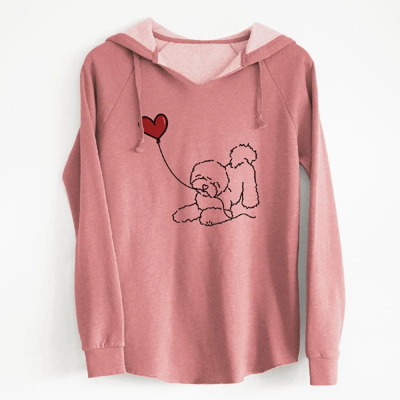 Bichon Frise Heart String - Cali Wave Hooded Sweatshirt. Hoodie with Raglan Sleeves Sporty Comfortable Bichon Frise Heart String - Cali Wave Hooded Sweatshirt. Hoodie with Raglan Sleeves Sporty Comfortable
