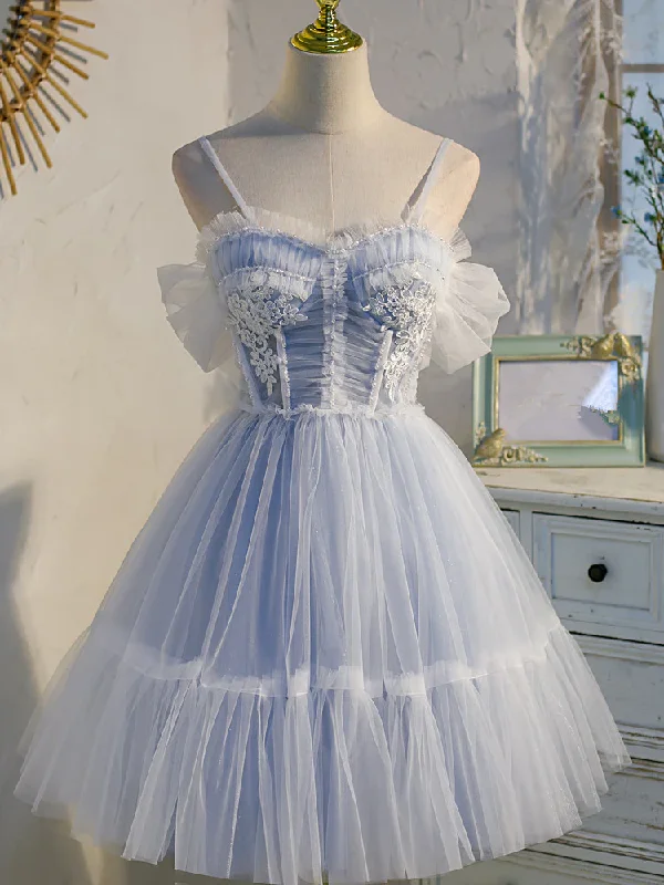 Adorable Light Blue Tulle Sweetheart Straps Party Dress With Lace, Short Tulle Prom Dresses gh53 Tunics Long Elegant Adorable Light Blue Tulle Sweetheart Straps Party Dress With Lace, Short Tulle Prom Dresses gh53 Tunics Long Elegant